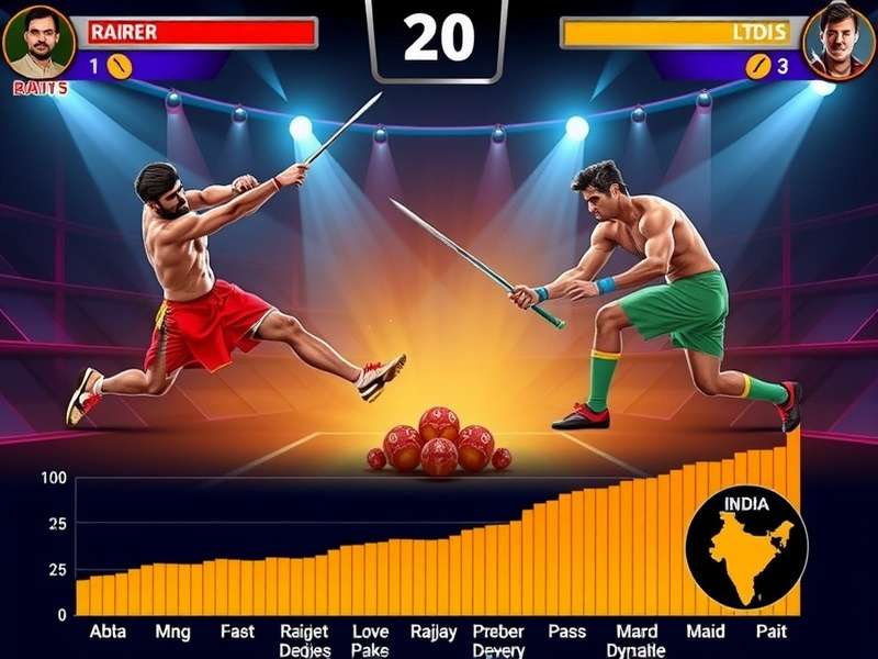 Kabaddi Dynamite gameplay screenshot showing raider and defenders